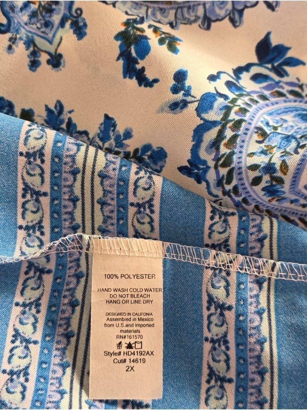 Haptics 2XL Blue Paisley Smocked Maxi Dress NWT Pockets - Picture 9 of 9